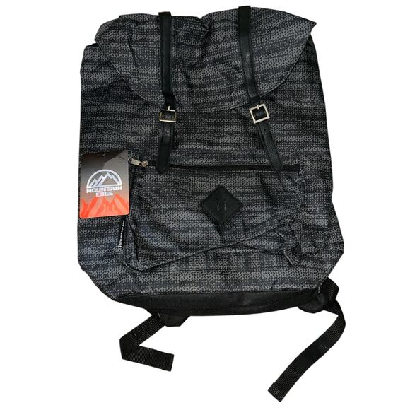 Mountain Edge Black New Backpack W Adjustable Straps & Drawstring Front - Picture 1 of 6